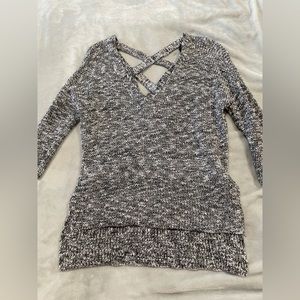 Express white and black sweater with criss cross back